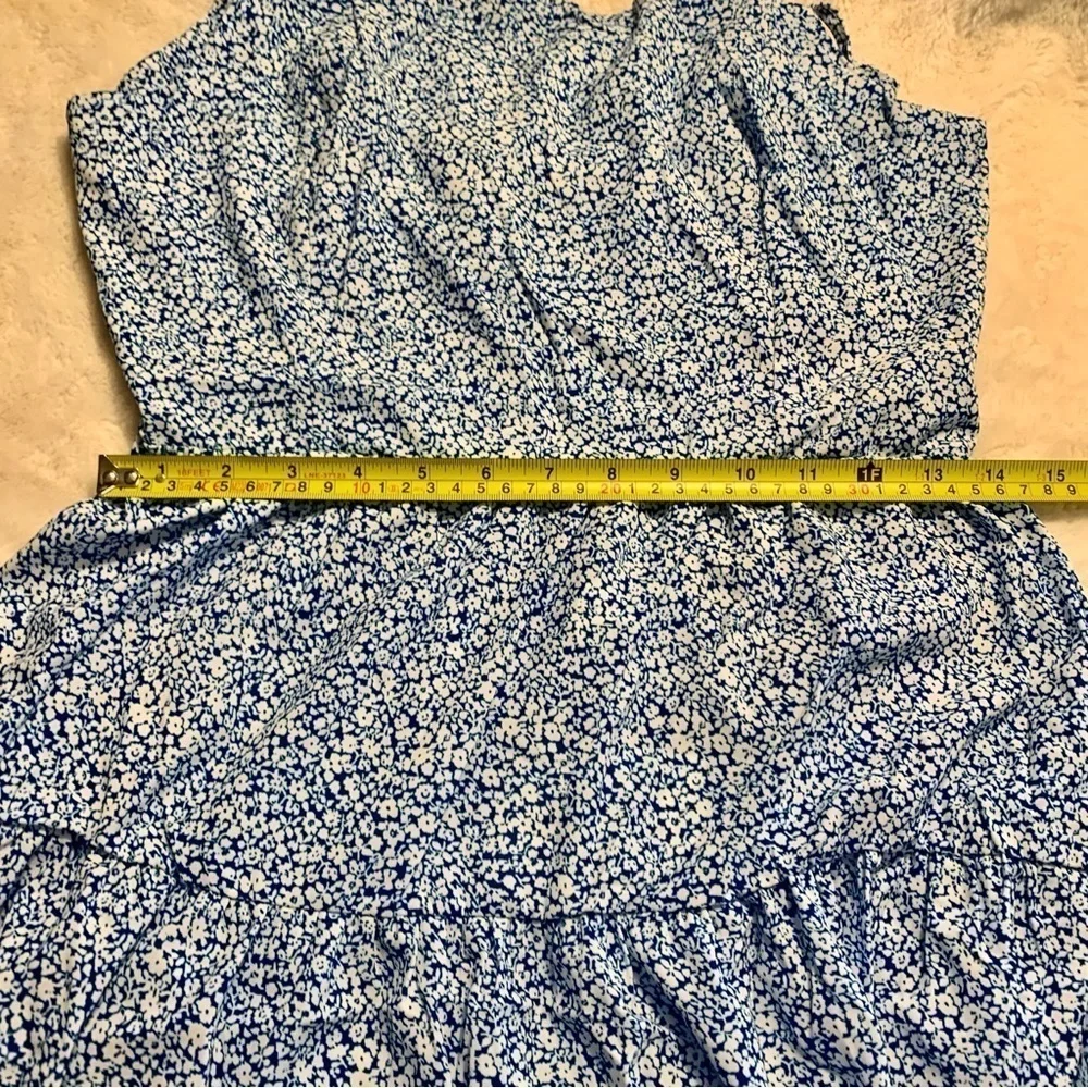NWT Million Colors Mini Dress Large Blue White Ditzy Floral Straps Open Back